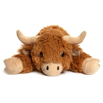 Laying Down Hughie The Cow Eco-Friendly Plushie Stuffed Toy