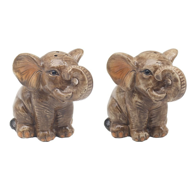 2Pc Ceramic Elephant Shaped Salt & Pepper Shakers