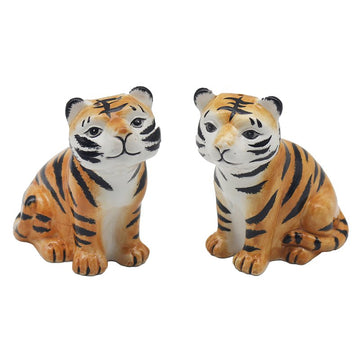 2Pc Ceramic Tigers Shaped Salt & Pepper Shakers