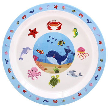 Blue Sea Life Reusable Plastic Kids Food Plate