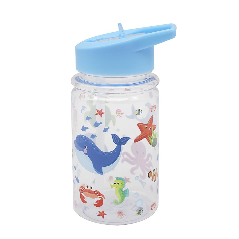 Sea Life Animals Blue Plastic Reusable Kids Water Bottle