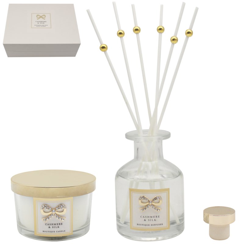 Cashmere & Silk Fragrance Reed Diffuser & Scented Candle Set