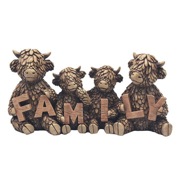 Hughie Highland Cow Family Figurine