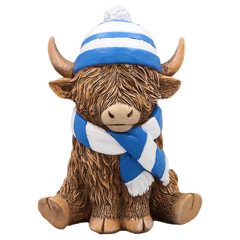 Highland Cow with Scarf & Hat Scottish Figurine Ornament