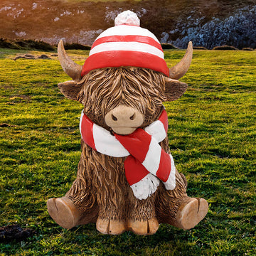 Figurine Highland Cow Scarf & Hat Animal Ornament