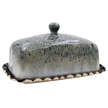 Ceramic Butter Dish Grey Reactive Glaze