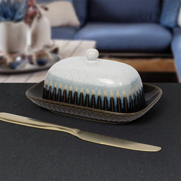 Reactive Glaze Butter Dish and Lid