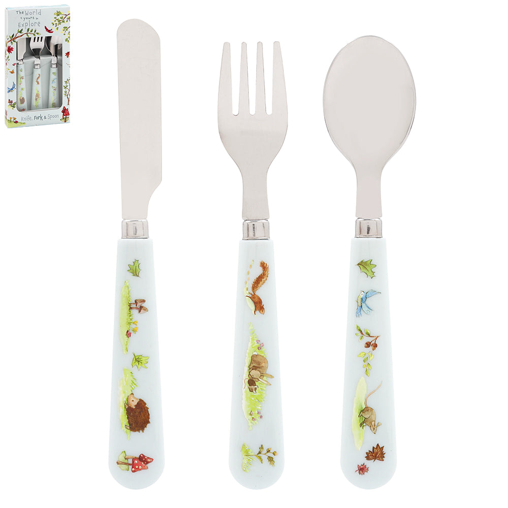 Forest Friends Cutlery Set Kids 3pcs Toddler Fork Utensils