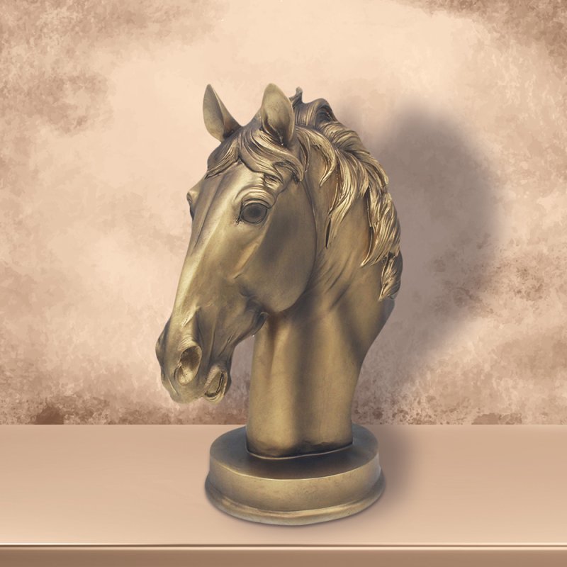 Horse Animal Bust Antique Look Resin Bronzed Figurine