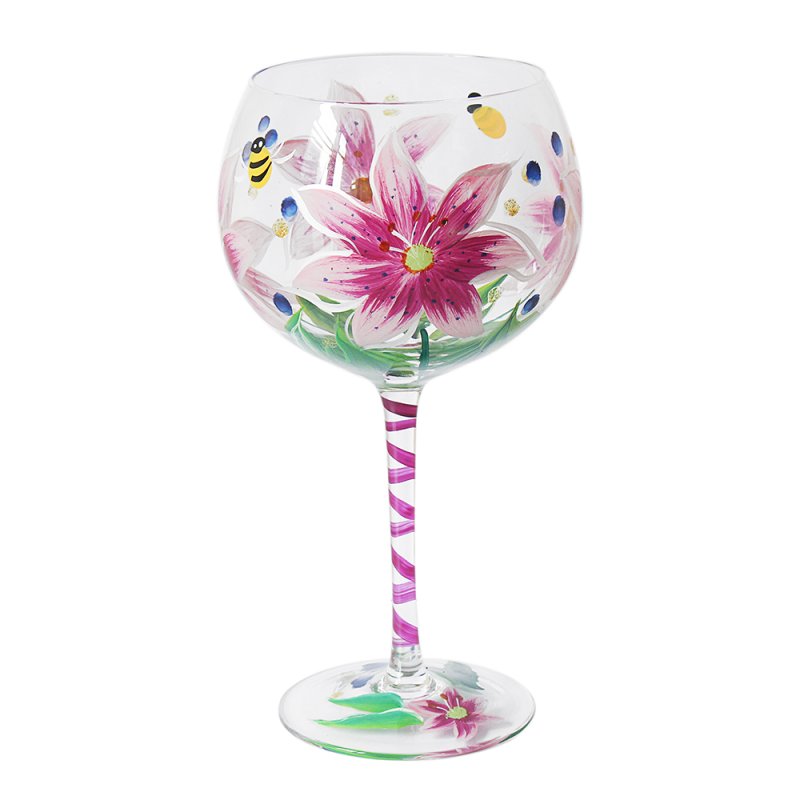 Lynsey Johnstone Pink Lilies Gin Glass