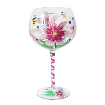 Lynsey Johnstone Pink Lilies Gin Glass