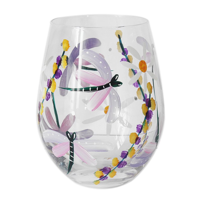 Lynsey Johnstone Dragonflies & Daises Stemless Gin Glass