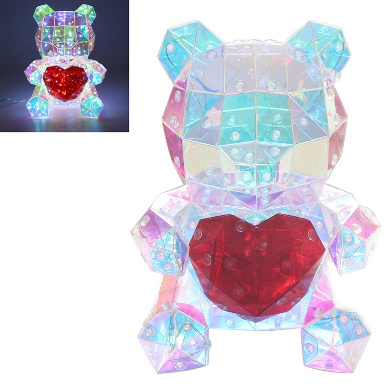 Teddy Heart Holographic Color Changing Interactive LED Lamp