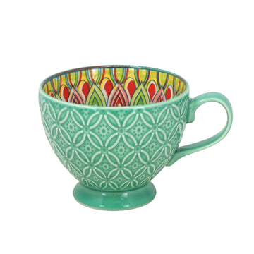 350ml Green Ceramic Tuscany Bohemian Design Mug