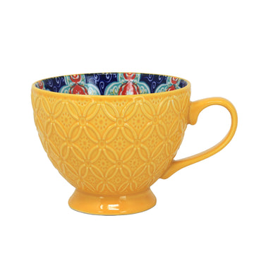 350ml Yellow Bohemian Tuscany Design Ceramic Mug