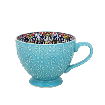 350ml Blue Ceramic Tuscany Bohemian Design Mug