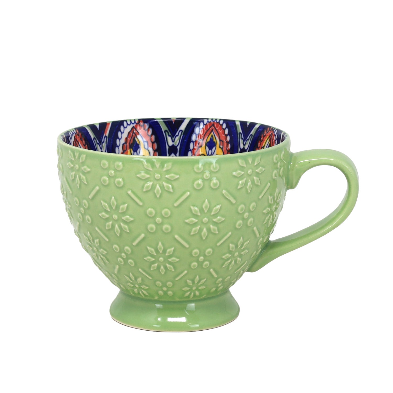 350ml Green Ceramic Tuscany Bohemian Design Mug