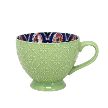 350ml Green Ceramic Tuscany Bohemian Design Mug