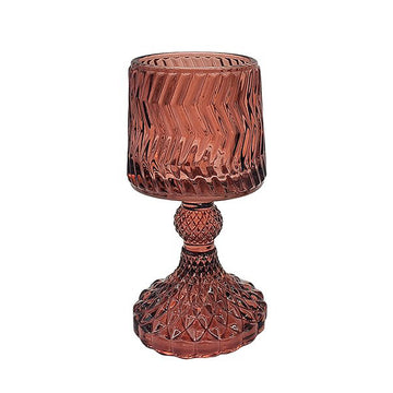 Champagne Zigzag Design Glass Centrepiece Candle Holder
