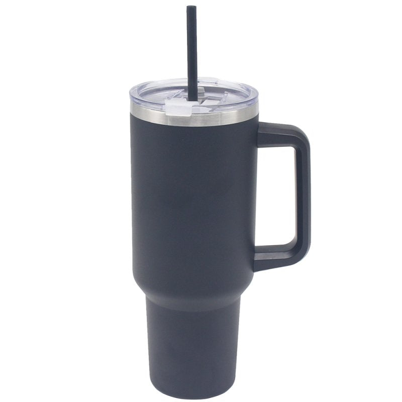 1.2L Black Insulated Vacuum Flask With Handle & Straw