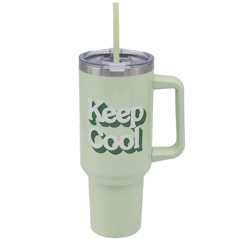 1.2L Green Keep Cool Design Insulated Vacuum Flask With Handle & Straw