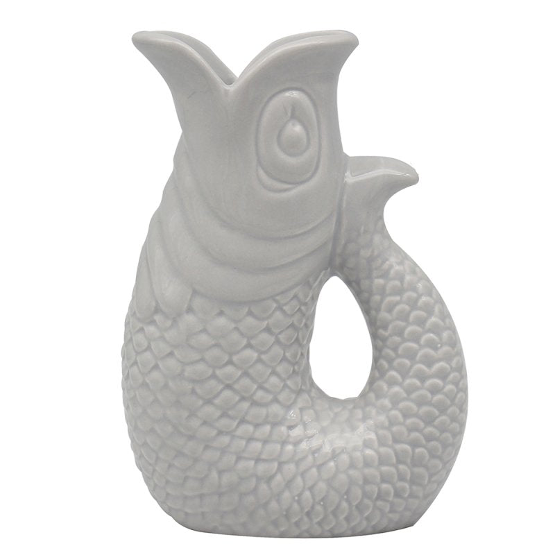 Fish Jug Vase Grey 20cm Ceramic Decorative Pitcher