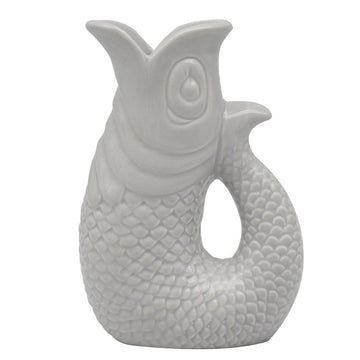 Fish Jug Vase Grey 20cm Ceramic Decorative Pitcher