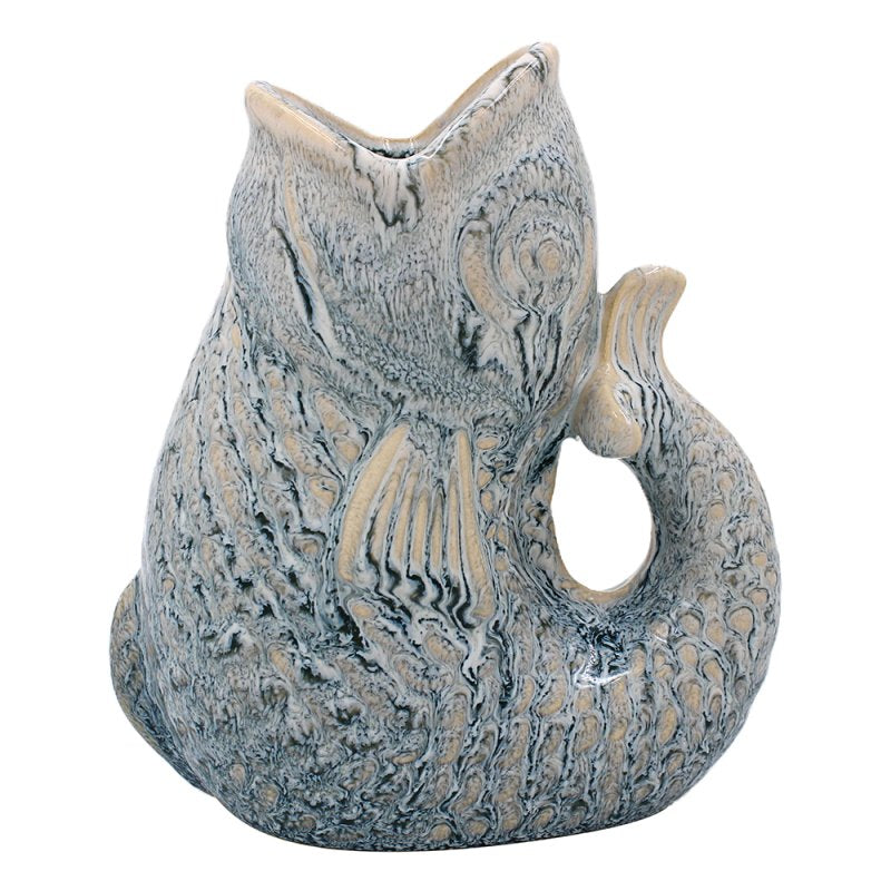 17cm Ceramic Fish Gurgle Jug Vase Sky Blue