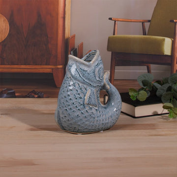 17cm Ceramic Fish Gurgle Jug Vase Sky Blue