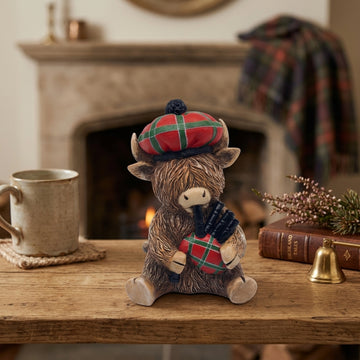 Highland Cow Piper Figurine