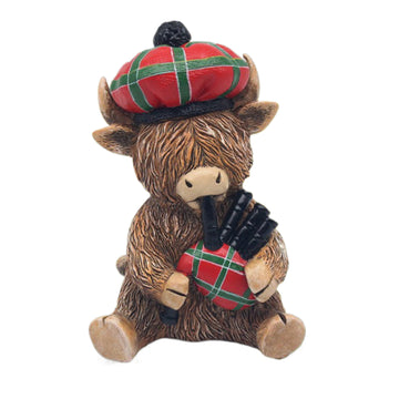 Highland Cow Piper Figurine