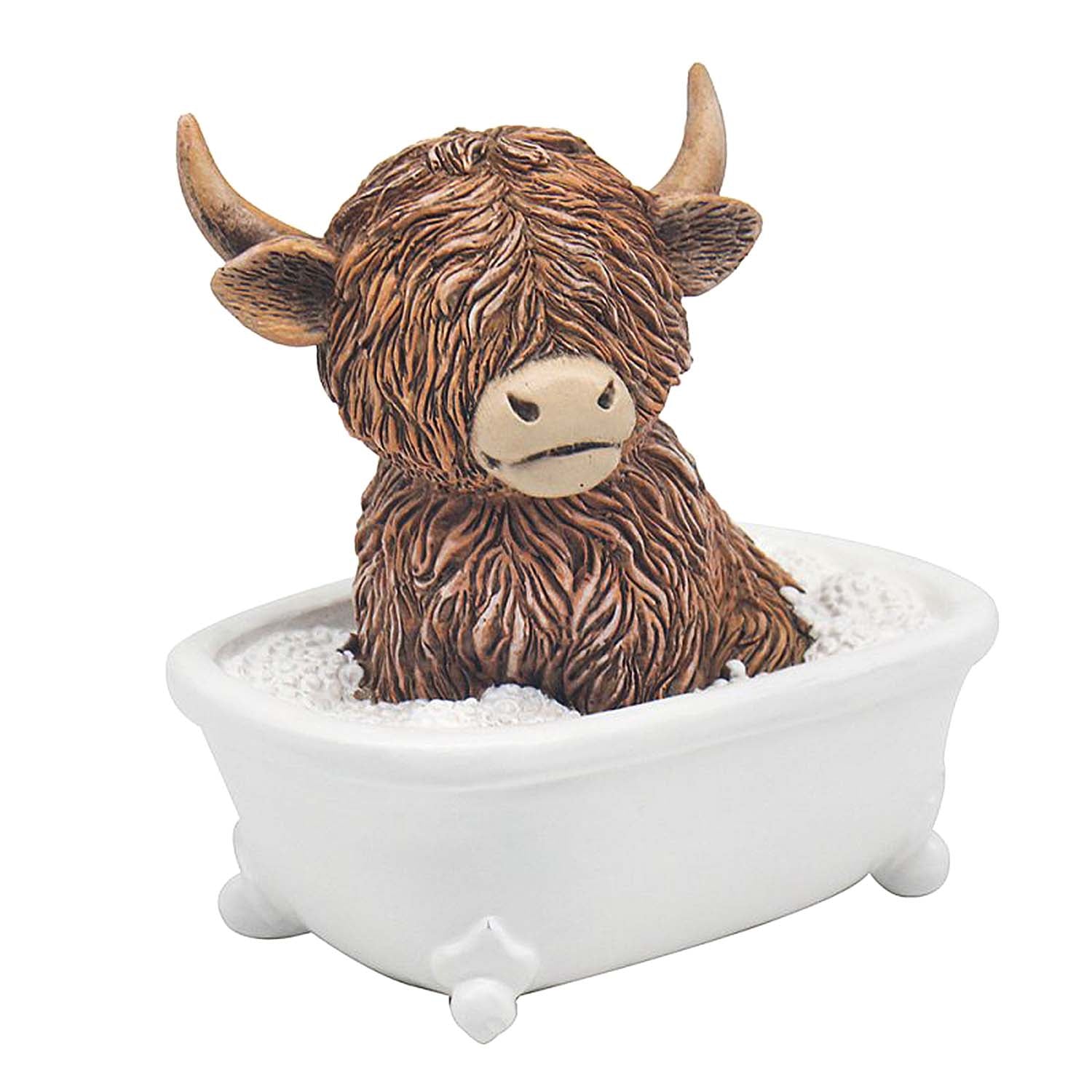 Highland Cow Soaking on Bathtub Resin Figurine Ornament