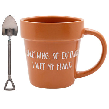 Gardening So Exciting Terracotta Mug with Spade Spoon