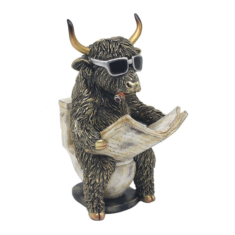 Loo-time Highland Cow Resin Figurine