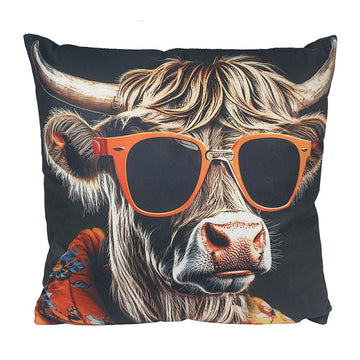 Pillow Cushion Sofa Bed Highland Cow Cool wearing Shades