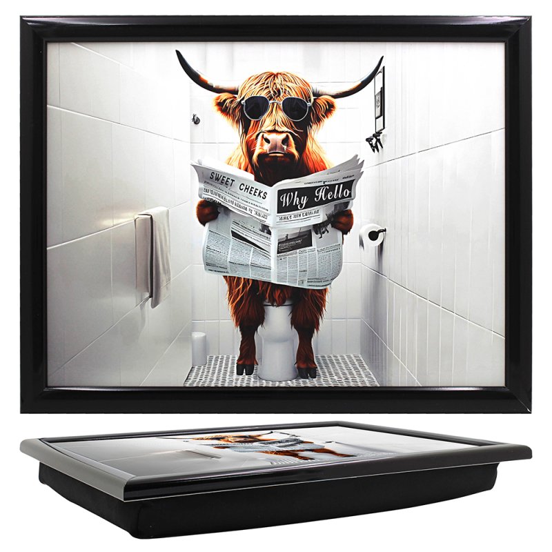 Cushioned Lap Tray Bean Bag Highland Cow Loo