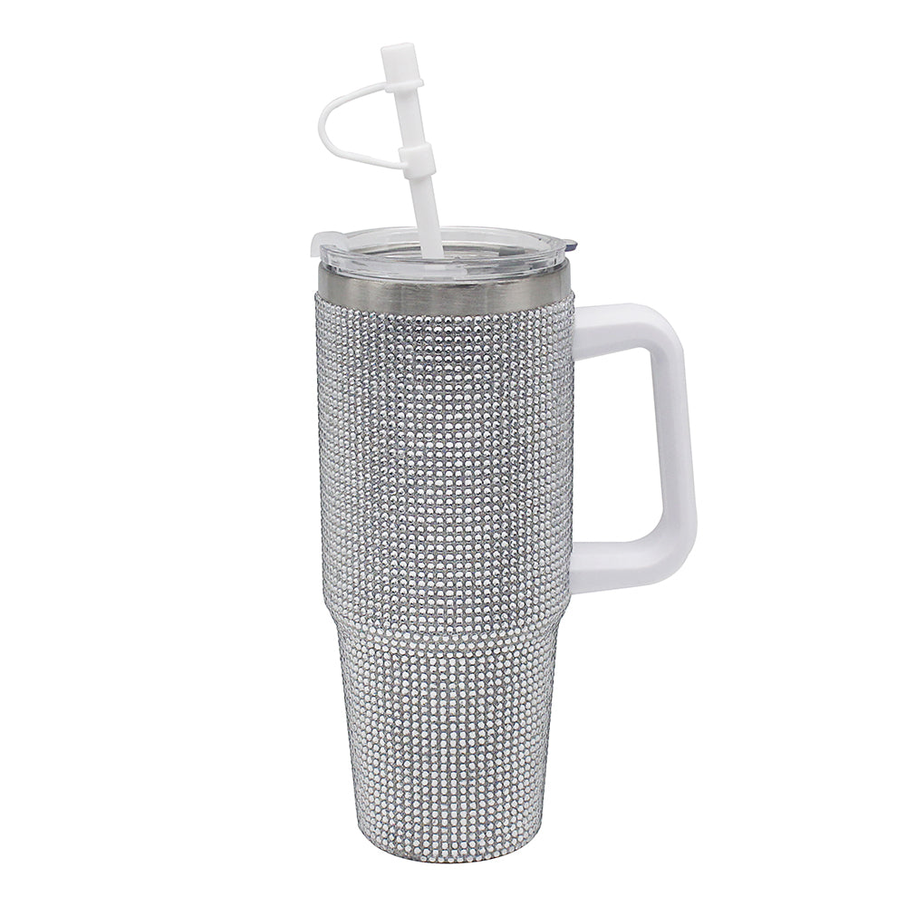 Travel Mug 900ml Silver Rhinestone Glitter Tumbler