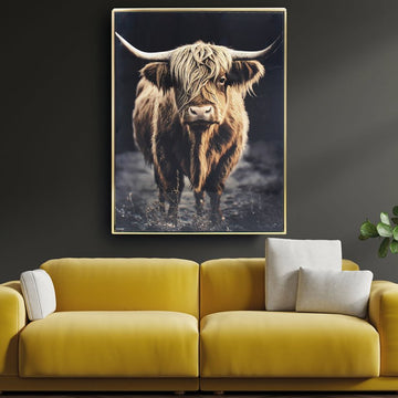 50x70cm Hanging Poster Highland Cow Wall Art