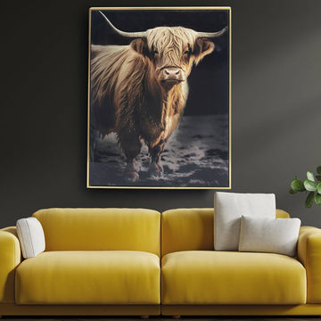 50x70cm Hanging Poster Highland Cow Wall Art