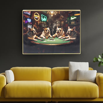 70x50cm Hanging Poster Bulldogs Playing Poker Cards Wall Art