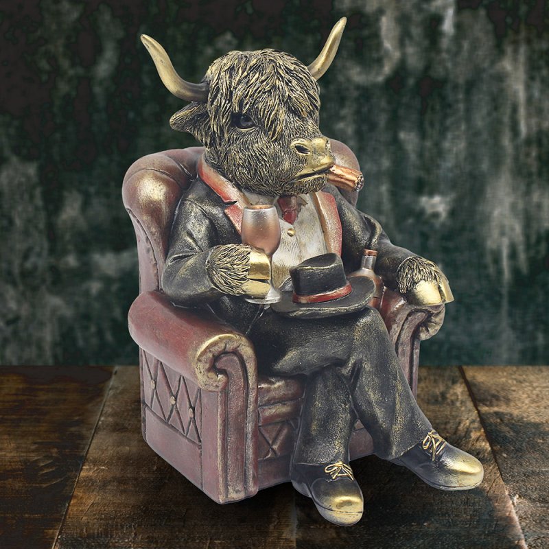 Highland Cow Armchair Resin Figurine