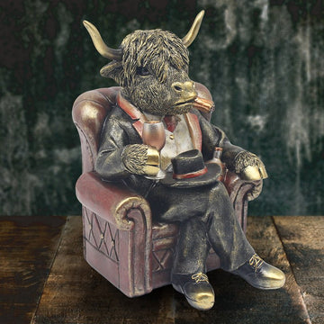 Highland Cow Armchair Resin Figurine