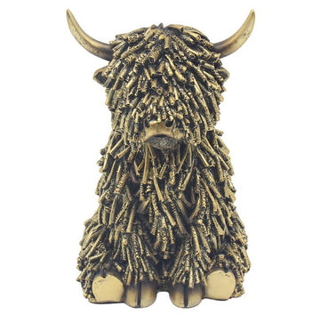 Sitting Highland Cow Resin Figurine