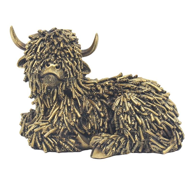 Resting Highland Cow Resin Figurine