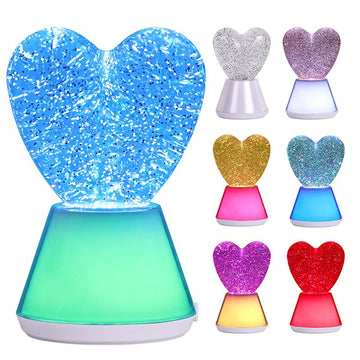 LED Colour Changing Glitter Heart Lamp Night Light