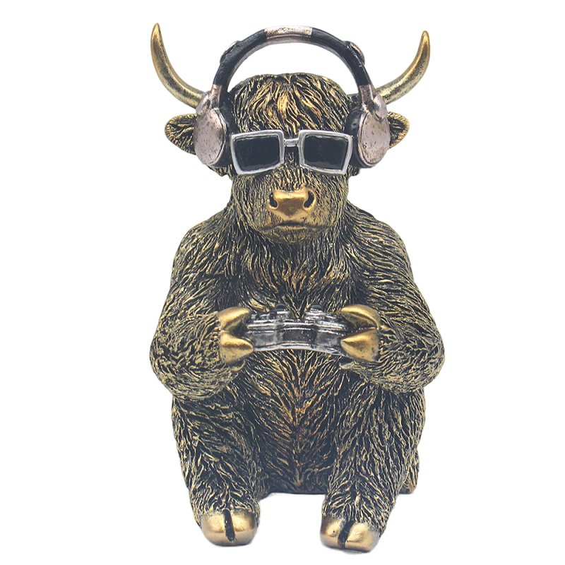 Highland Cow Gamer Resin Figurine