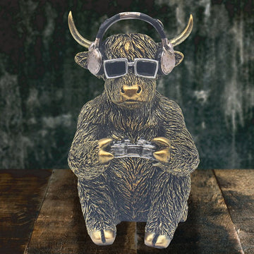 Highland Cow Gamer Resin Figurine