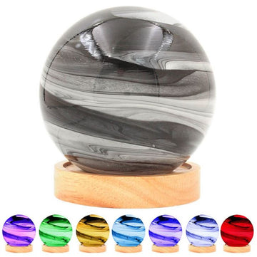 12cm Grey Colour Changing Planetary Glass LED Lamp