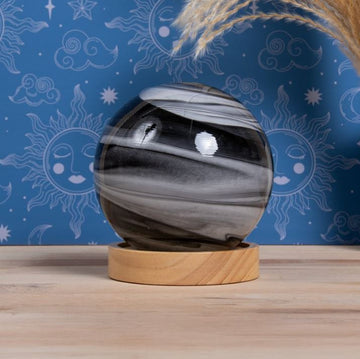 12cm Grey Colour Changing Planetary Glass LED Lamp