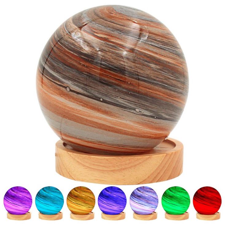 12cm Brown Colour Changing Planetary Glass LED Lamp